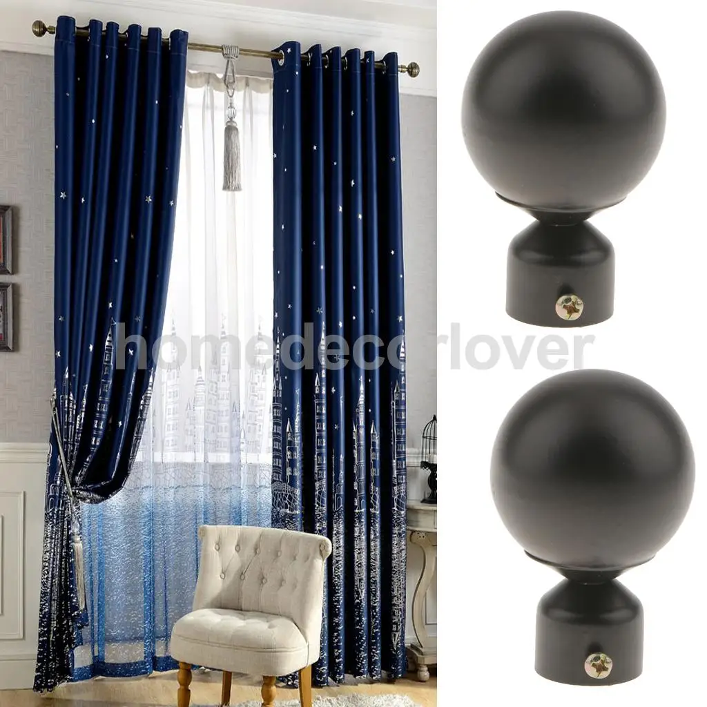 2Pcs Decorative Elegant Design Window Curtain Rod Ends Drapery Rail Pole Heads Caps Fit 25/28mm Inner Diameter Rods 