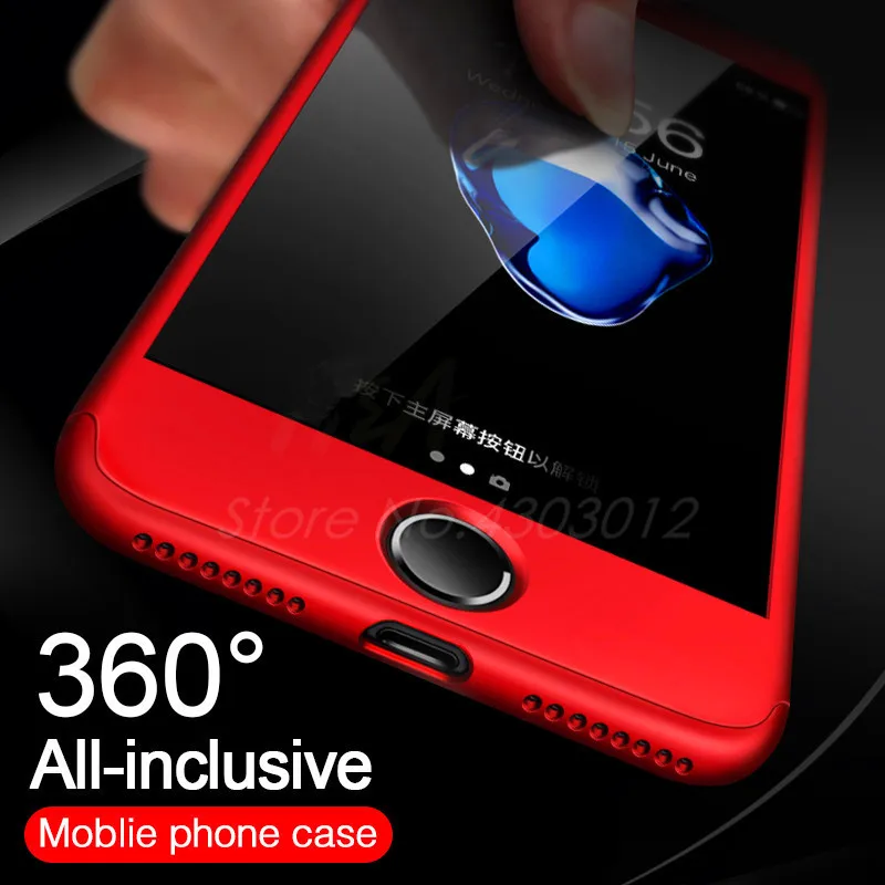 

360 Full Protective Phone Case For iPhone X XS Max XR 7 8 Plus Anti-knock Full Cover For iPhone 6 6S Plus X 5 5S SE With Glass