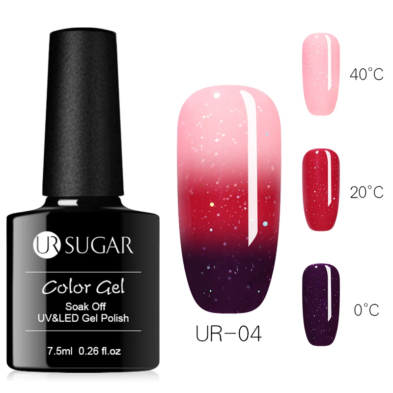 UR SUGAR 7.5ml Thermal UV Gel Nail Polish 3 Colors Holographic Glitter Gel Polish Soak Off UV LED Gel Varnish Semi Permanent - Цвет: 46183-4