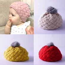 Милые теплые детские Шапки Кепки с мехом шапочка с помпоном enfant Детские зимние штаны шапка для мальчиков и девочек, детская вязанная крючком шапка бини Baby muts