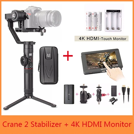 Zhiyun Crane 2 3 оси ручной карданный стабилизатор для DSLR камер, Sokani SK-5 5 ''4 K HDMI монитор для sony Canon и т. д - Цвет: Crane 2 w Monitor