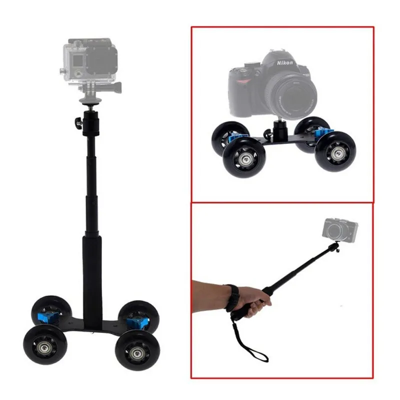 Подвижная раздвижная тележка на колесиках, 7 дюймов, Волшебная рукоятка, выдвижной ручной монопод с креплением на штатив для GoPro 7