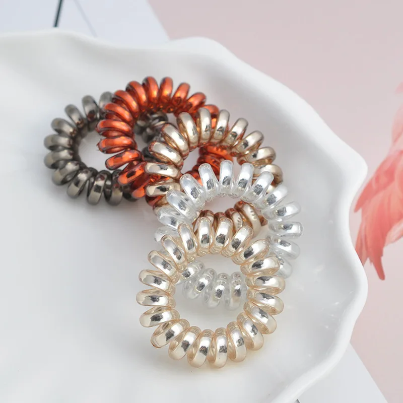 

3Pcs Useful Elastic Hair Bands Girls Hair Accessories Rubber Band Headwear Hair Rope Spiral Shape Hair Ties Gum Telephone Wire