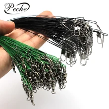 Peche 10 pçs/lote anti-mordida trançado linhas de pesca líder aço fio pesca giratória aço inoxidável engrenagem acessórios ferramentas(China)