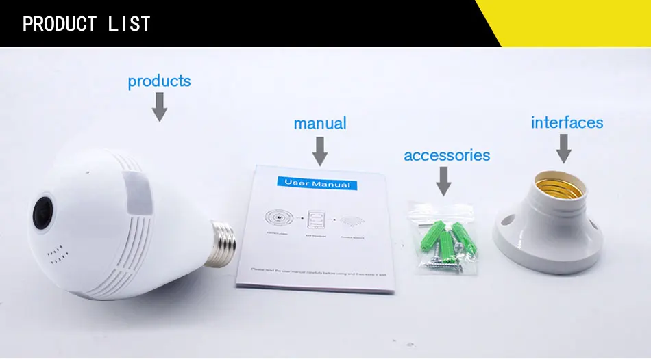 Беспроводная ip-камера с лампочкой, Wifi, 960 P, панорамная, рыбий глаз, домашняя, охранная, CCTV камера, 360 градусов, ночное видение