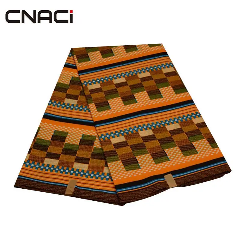 

CNACI Wax Hollandais Ghana Kente Cloth Polyester Fabric 6 Yards Tissu Ankara African Wax Print Fabric Hot Real Wax Product Kente