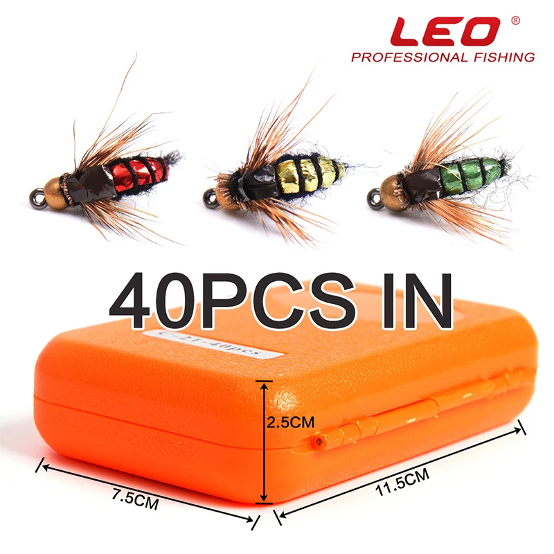 40pcs/box Trout Fly Fishing Lure Set Mosquito Housefly Dry Flies Artificial Realistic Emerger
