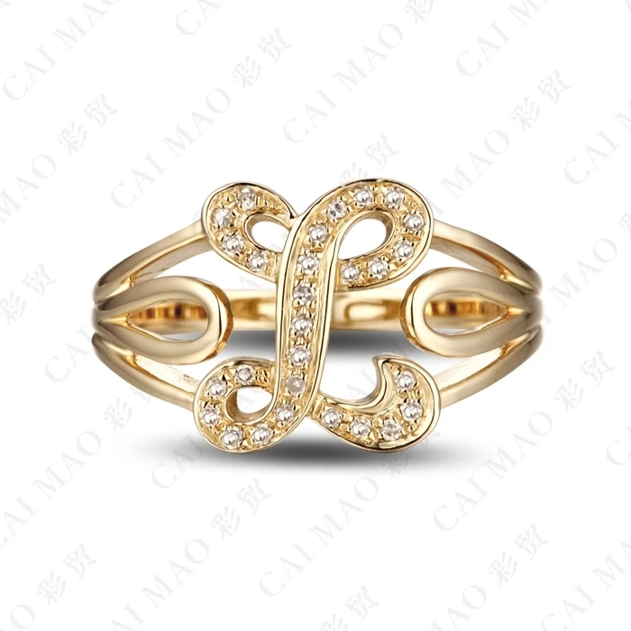 CaiMao 14KT/585 Yellow Gold 0.12ct Round Cut Diamond Engagement Gemstone Wedding Band Ring Jewelry