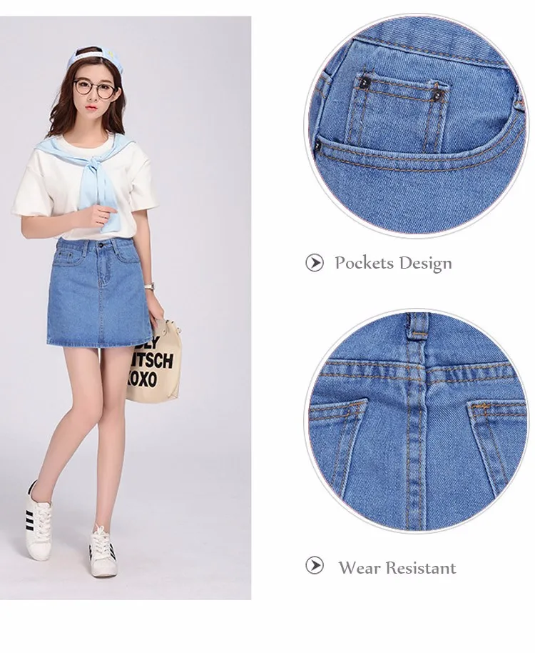 2016 Denim Skirt Women Spring Summer Vintage Casual Female A-Line Jeans Ladies Office Mini Skirt Saia Plus Size S-3XL 3 Colors d