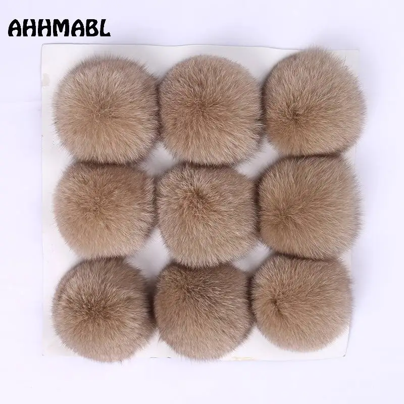 9 Pieces Big Natural Fox Fur Pom Poms 10cm Ball Pompom DIY Winter Brand New For Women