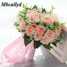 Mbcullyd Искусственные Свадебные цветы букет великолепные Розовые розы невесты Цветы Свадебный букет формальная распродажа