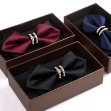 Модный повседневный мужской изысканный горный хрусталь, Британский мужской галстук-бабочка, Формальные Свадебные Галстуки, корейский двойной