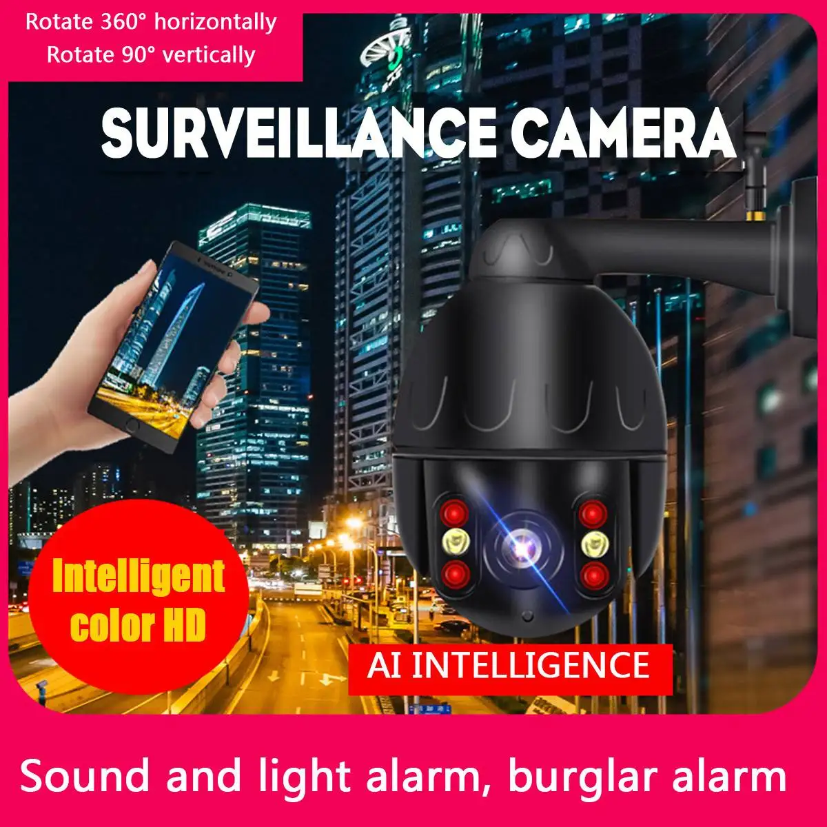 

1080P PTZ Speed Dome IP Camera WiFi Auto Tracking Wireless Outdoor Network Security Surveillance Waterproof Camera