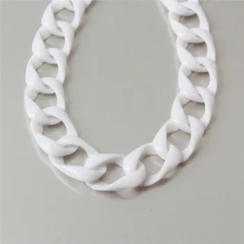 

50pcs Solid White Geometry Plastic Chain Links, Acrylic Jewelry Chain Open Link Size 24mmx17mm S8