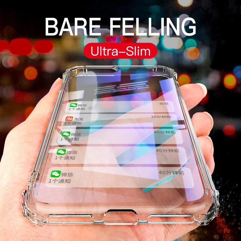 

QINUO Transparent Shockproof Clear Phone Case For iphone X XR XS MAX Soft Ultra Thin Soft Cover For iphone 6S 6 7 8 Plus 5 5S SE