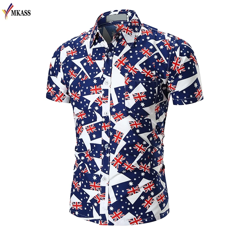 2018 Новое поступление гавайская рубашка мужская мужской Повседневное Camisa Masculina печатных Пляжные рубашки короткий рукав брендовая одежда