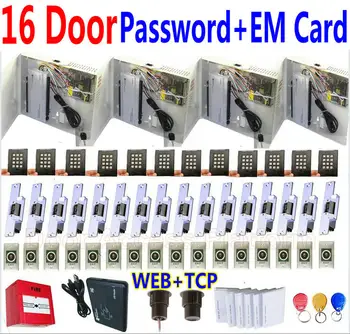 

16 Door Access controller full package solution, Open door by Password+EM ID card Web Interface+PC Software+IP Control lock kit