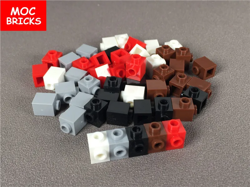 Кубики MOC 10 шт./лот модифицированные цветные кирпичи 1x1 со шпилькой на 1 стороне