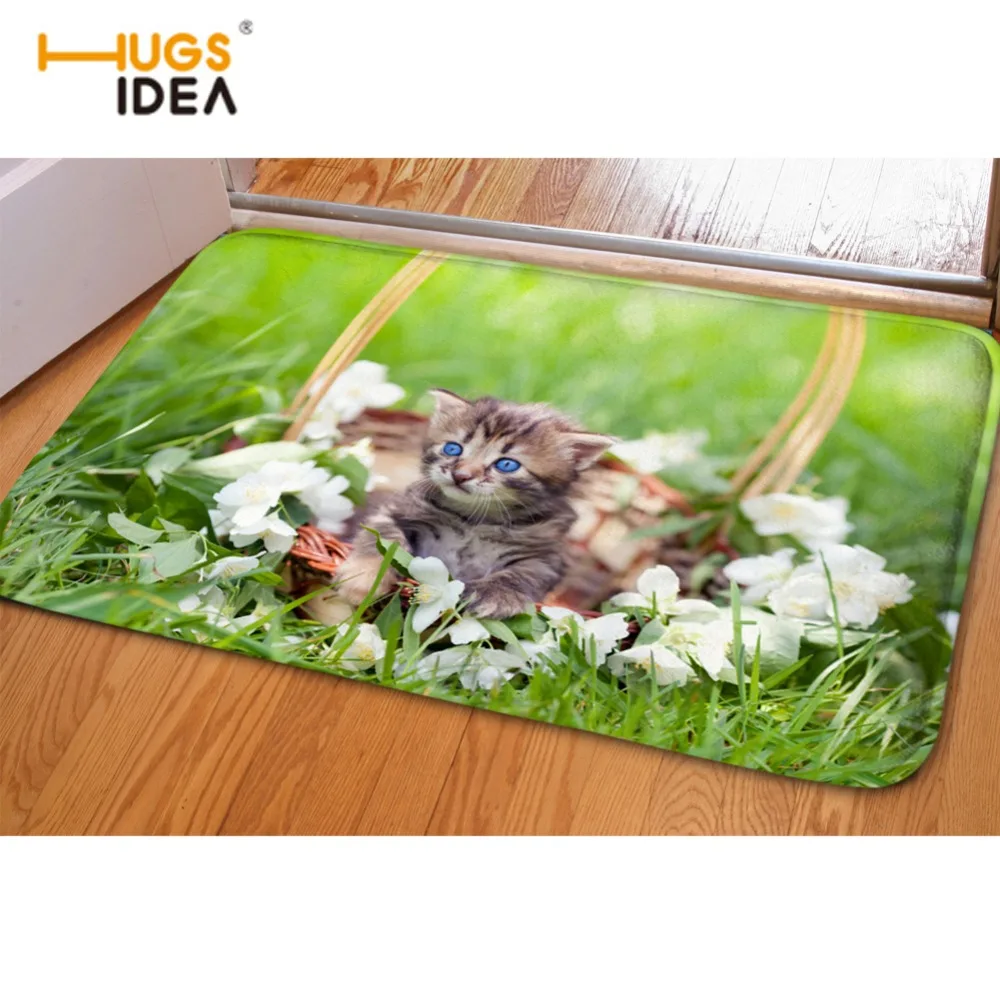 HUGSIDEA Cute Animal Cat Pattern Non slip Carpet Modern Warm Carpets
