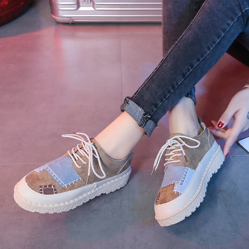 

Spring 2019 Fashion Trendy Women's Shoes with Suede Rubber Flat Bottom and Round Head baskets femme