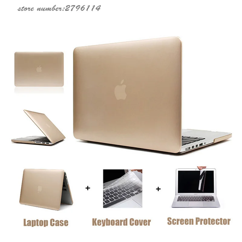 Жесткий Чехол для ноутбука Macbook Air 13 12 11 2017 розовое золото матовый металлический
