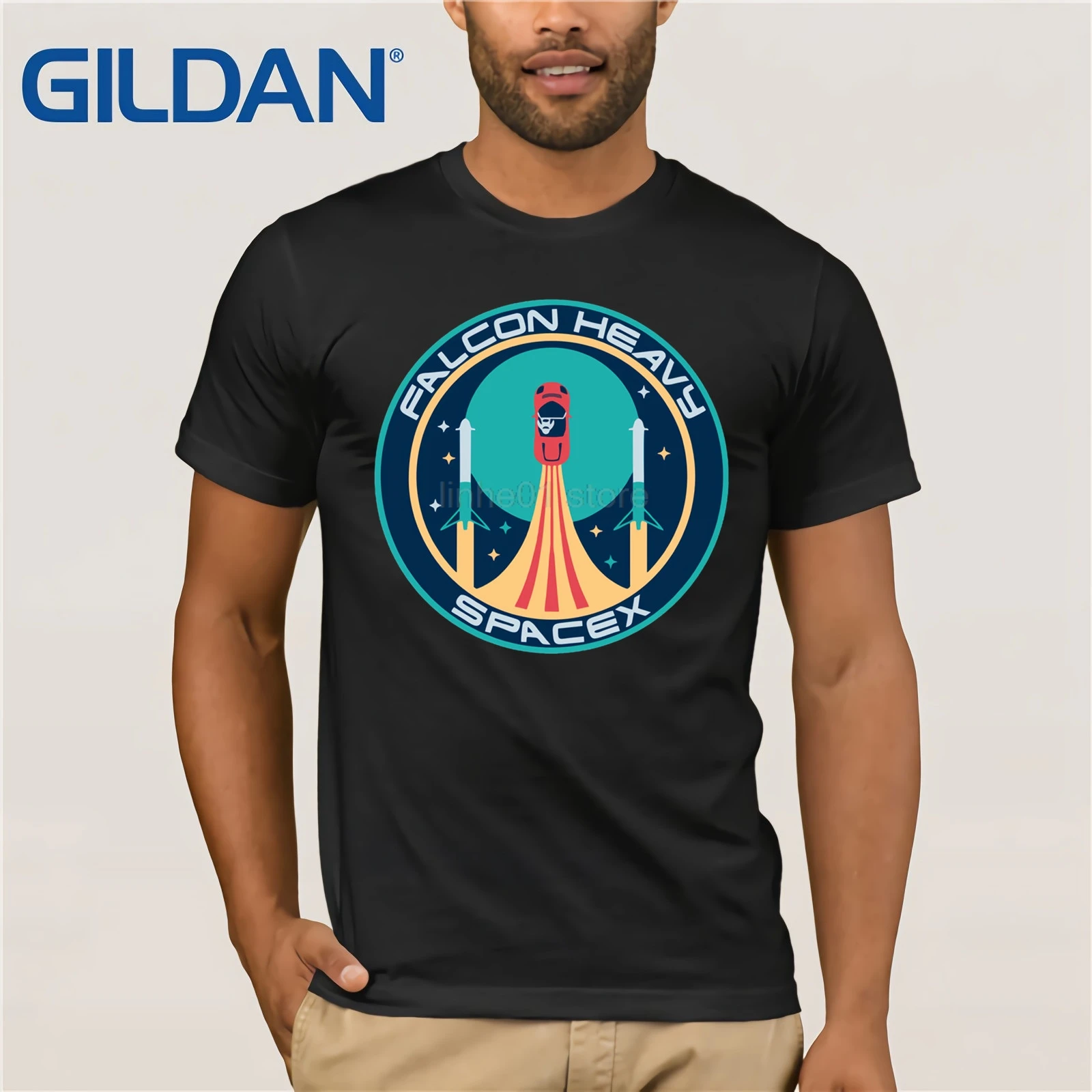 

GILDAN SpaceX Novelty Men T Shirt Elon Musk Summer Fashion Space X T Shirt Round Collar Big Size Camiseta
