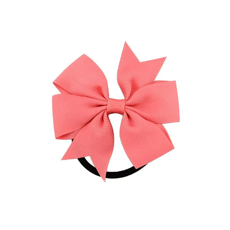 Sale Solid Ribbon Bows Hair rope Girls Bow Elastic kids Children Hair Tie Hair Band princess Hair Accessories - Цвет: 4