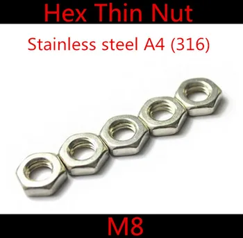 

20Pcs/Lot DIN439 Stainless Steel A4 M8 Hex Thin Nut SUS316
