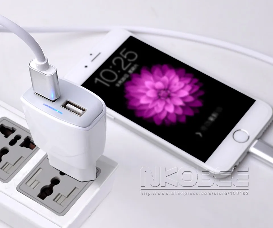 NKOBEE Universal Charger 2.4A USB 2 Port Mobile Phone Protable Wall USB Charger For iPhone 6 iPad For Samsung Galaxy S6 S7 Edge (10)