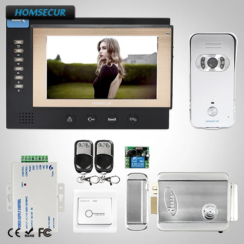 HOMSECUR 7 "Видеодомофон Система Вызова + Серебряная Камера для Дома/Квартиры : TC021-S + TM701R-B