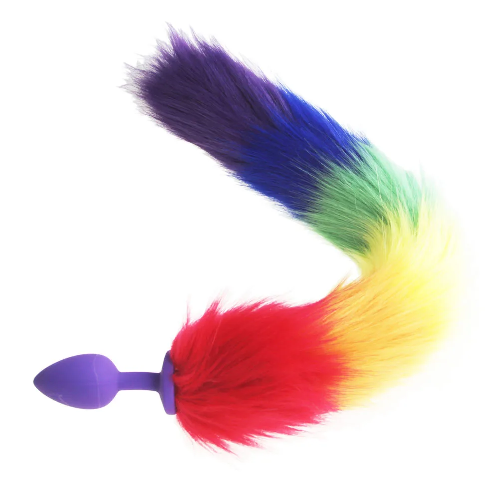 hh080 rainbow fox tail anal plugs (18)