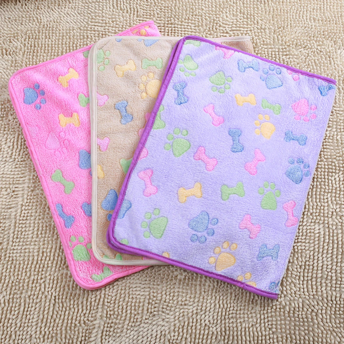 

3 Size Warm Sleep Mats Soft Bone star Print Dog Bed Mat Cat Rest Blanket Lovely Breathable Cushion