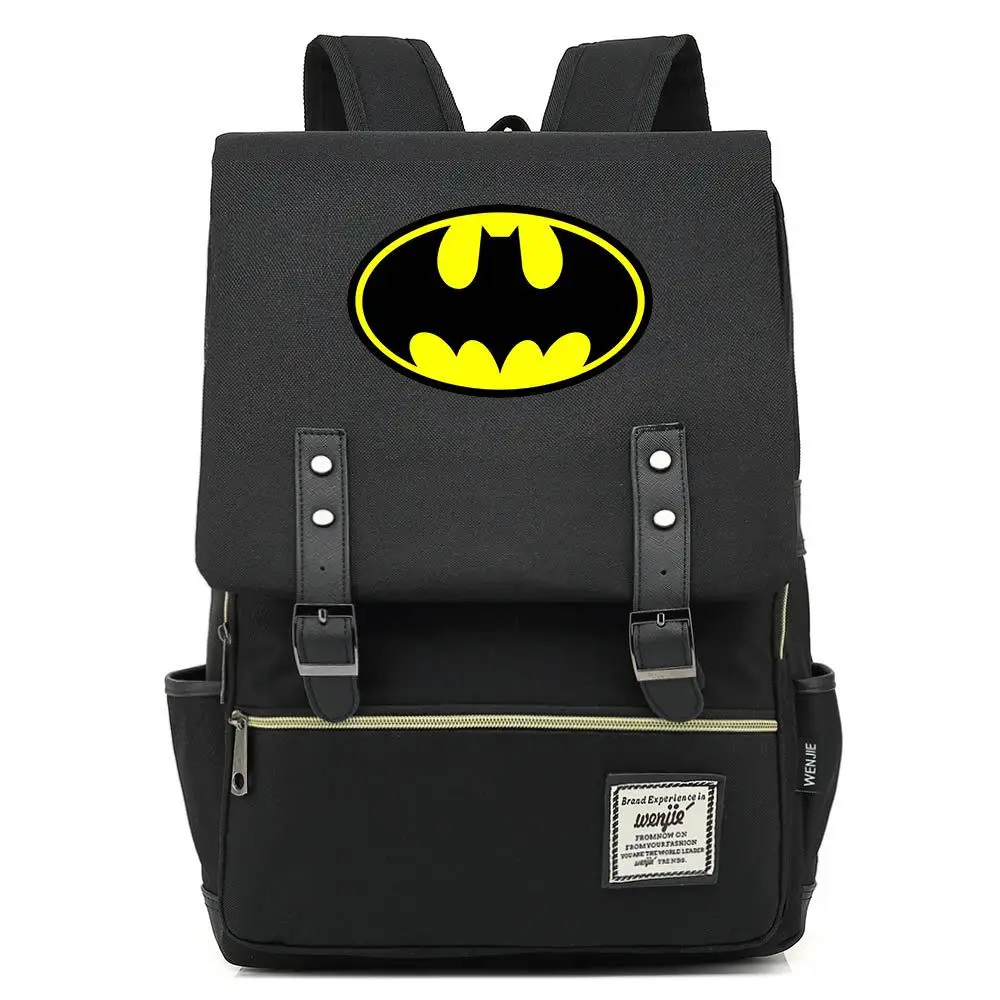 

14 16 Inch Batman Comic Hero School Bag Bookbag Women Backpack Men Boys Girls Students Laptop Bag belt buckle Flip cover