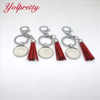 

Yolprtty findings 1pcs 25mm Creative Time Metal Accessories with Ruby Red tassels Keyboard cameo setting findings