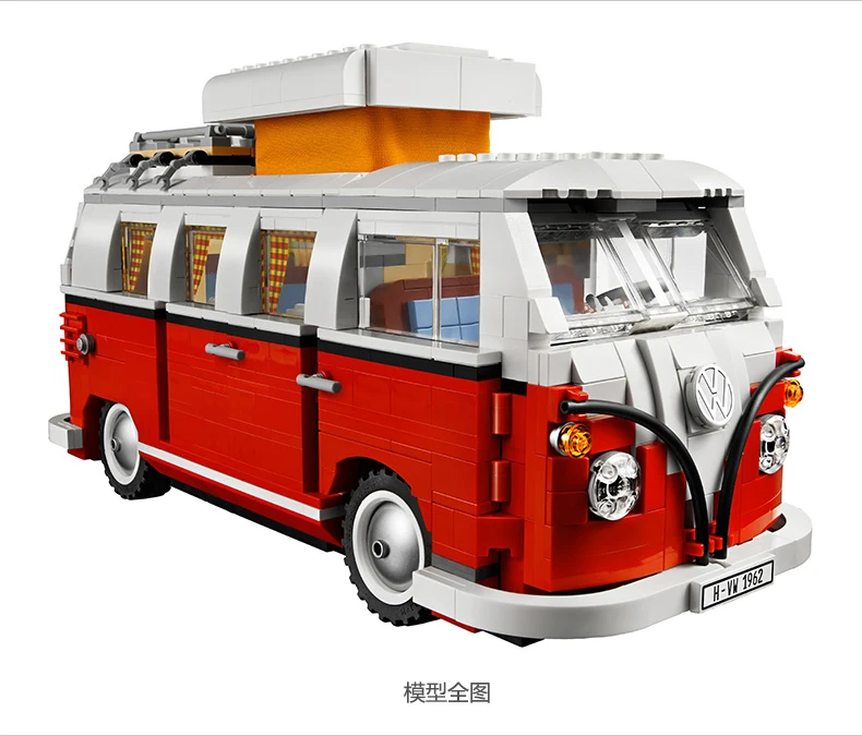 Bela 10569 T1 Camper Van Model Building Kit Blocks Bricks Toys Compatible with Legoings Creator