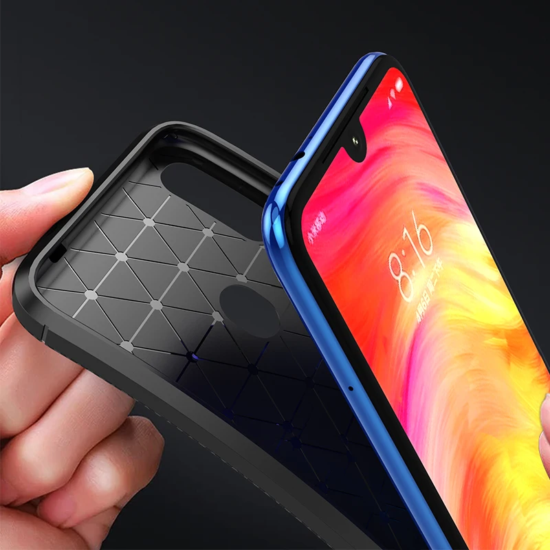 Чехол для Xiaomi Redmi 7 Мягкий Силиконовый противоударный чехол из углеродного