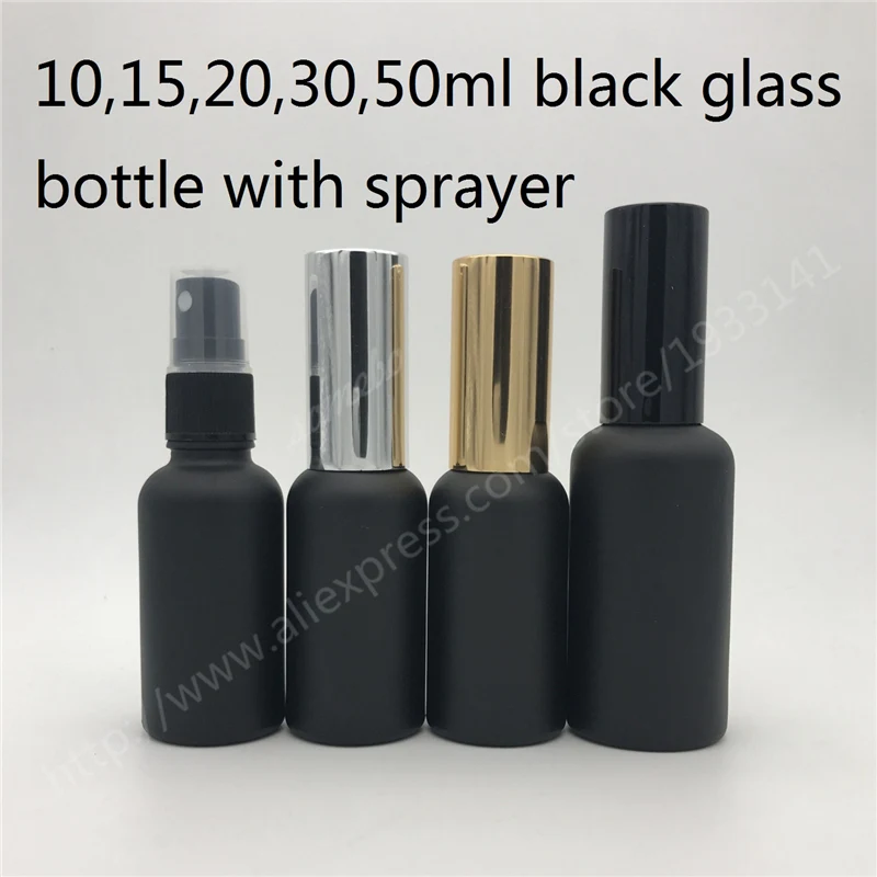

10ml,15ml,20ml,30ml,50ml Matte Black Empty Glass Spray Bottle with Fine Mist Sprayers for Essential oil aromatherapy perfume