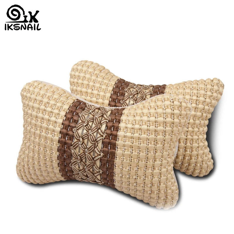 

IKSNAIL New Universal Headrest Car Neck Pillow Ice Silk Car Bone Rest Cushion Small Head Pillow for Car Interior Accessories