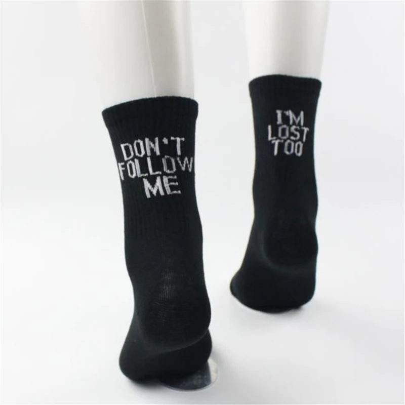 Черно-белые хлопковые носки AB Side Don't Next Me I'm Lost, креативные повседневные носки унисекс для женщин и мужчин, 8 шт