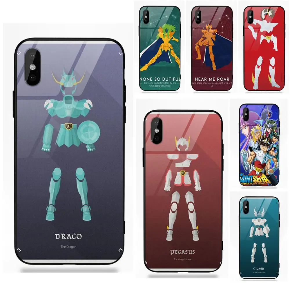 Мягкий ТПУ чехол + закаленное Стекло случаи покрытия мультфильм Saint Seiya тканевый