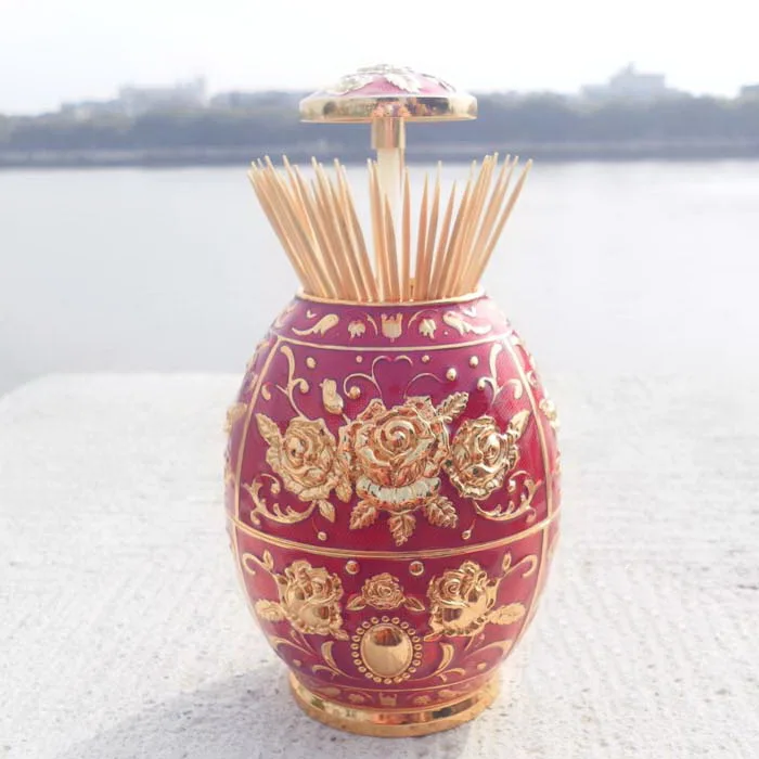 fashion matel automatic toothpick holder dental floss toothpick box