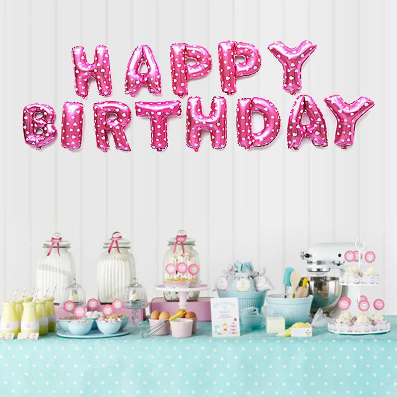 13pcs 16inch happy birthday colorful blue pink letters air