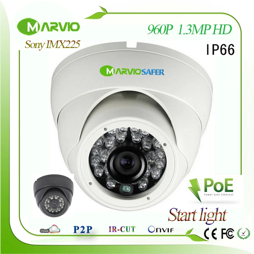 Marviosafer IP66 открытый купол Sony imx225 Сенсор 1.3mp 960 P Starlight сети ip-камера POE красочным