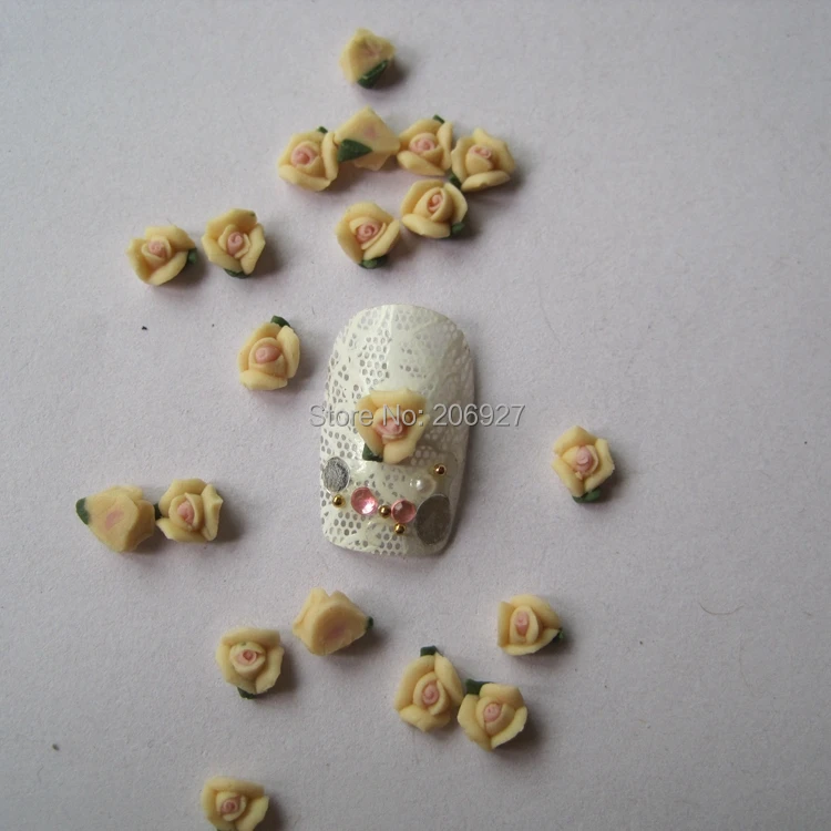 

CF3-5 30pcs Cute Ceramic Pink Flower Shape Nail Art Decoration Outlooking