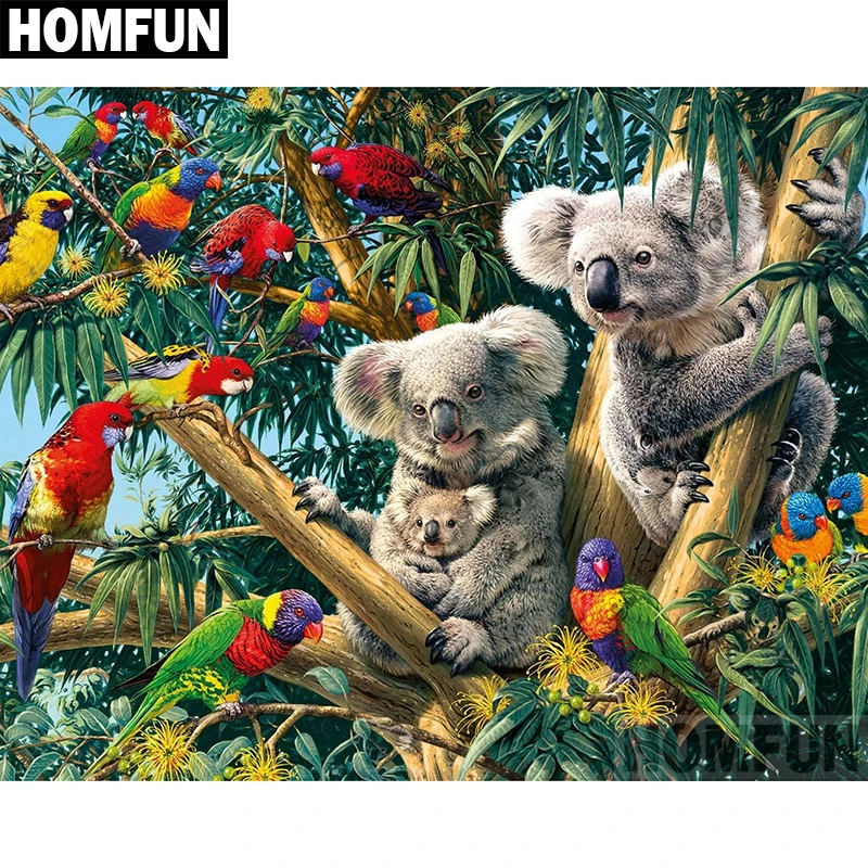 

HOMFUN DIY Diamond Painting "Animal koala" Full Drill Square Round Diamond Embroidery 5D Cross Stitch Decoration Home A02563