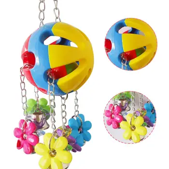 

Parrot Bird Pet Swing Bell Hanging Chew Colorful Ball Flower Cage Decoration
