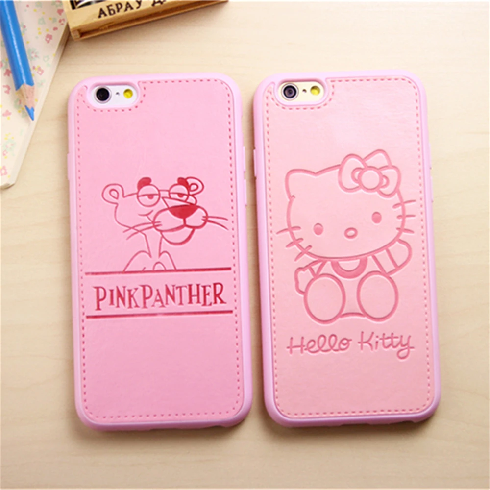 

Luxury Leather Phone Case For iPhone X XS MAX XR Cartoon Mickey Minnie Hello Kitty Soft TPU+PU Cover For iPhone 6 6S 7 8 Plus