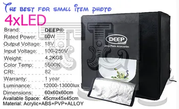 

Freeshipping+4pcs LED 60cm*60cm Studio soft box Shooting Light Tent photo light tent set+portable bag +3 Backdrops