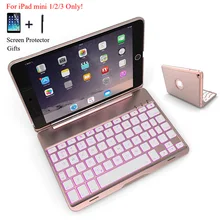 Для iPad Mini 1 2 3 Беспроводная Bluetooth клавиатура чехол для iPad Mini 1/2/3 планшет алюминиевый сплав Стенд чехол Капа Fundas+ стилус