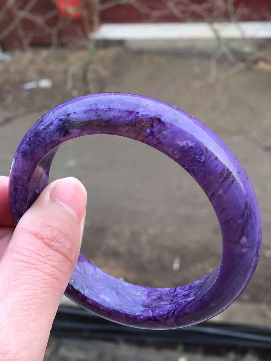

57.8mm Genuine Natural Purple Charoite Bangles Gemstone Crystal Lady For Women Female Gift Fashion Bangle AAAAA Drop Shipping